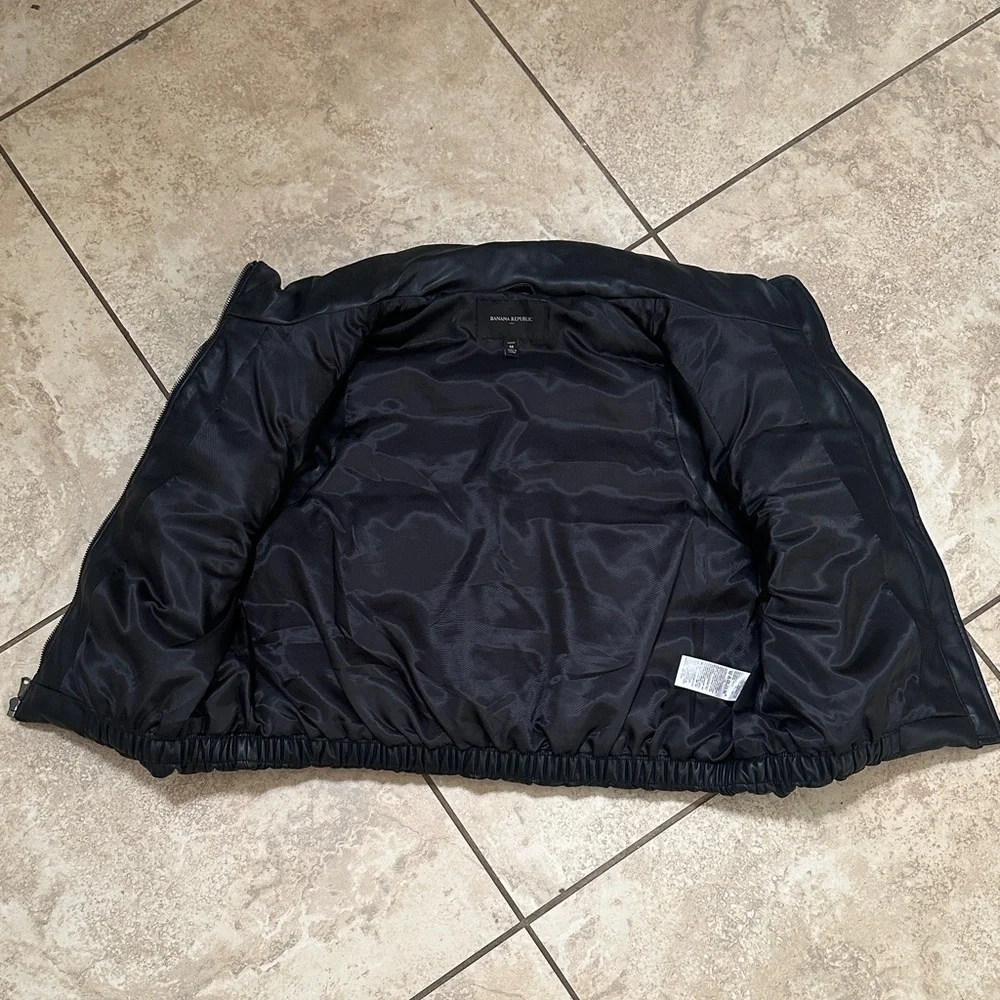 Banana Republic Black Vegan Faux Leather Puffer Vest - Picture 9 of 13